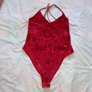 Red velvet body suit